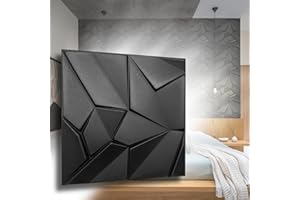 Eurodeco 3D Wandpaneele - 3D Wandverkleidung Paneele - Dekoren Deckenpaneele - Wanddeko Platten - Wandtattoos aus Polystyrol XPS Styropor - 50 x 50 cm, 3 mm Stärke, Merkur Schwarz, 24 Stück (6m²)