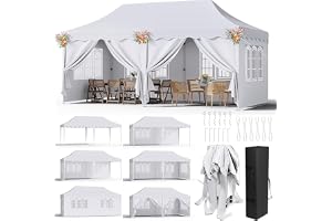 3 m x 6 m pop-up lusthus, vattentätt vikbart tält med 6 avtagbara sidoväggar, 6 sandväskor och förvaringsväska, UPF50+ markis