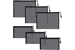 GINOYA 6 Stück Netz Kosmetiktaschen, KNylon Kosmetiktaschen mit Reißverschluss für Haus Büro Geldbeutel Wickeltasche (schwarz)