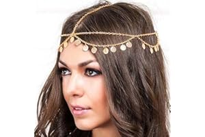 Runmi Catena per la testa stile bohémien, da sposa, per festival, accessori per capelli per donne e ragazze (oro)