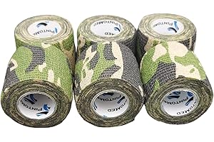 PintoMed - Venda Cohesiva - 6 x VERDE CAMUFLADO - 6 rollos x 5 cm x 4,5 m estirado - Vendaje autoadhesiva elástica y flexible, Cinta adhesiva, Vet Wrap, Tape, Primeros auxílios y lesiones