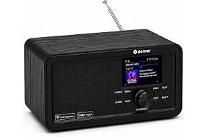Denver DIR-200 Smart kompakt internetradio/DAB+/FM med färgskärm, Bluetooth och dubbla larm – nät- och batteridrift