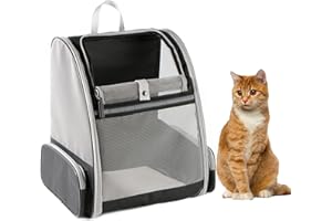 YUOCT Travel Fat Cat Backpack Carrier, Full Ventilation Pet Carrier Backpack for Cats and Puppy, Airline Approved Cat Carrying Backpack for Travel and Hiking(Black)
