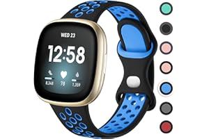 Upeak Sportowa bransoletka kompatybilna z Fitbit Versa 3 / Versa 4 / Fitbit Sense / Sense 2, oddychająca, silikonowa, podwójna klamra zatrzaskowa, dla kobiet i mężczyzn