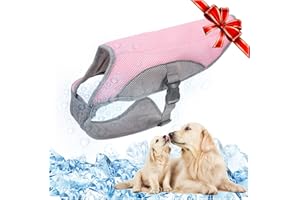 TVMALL Dog Cooling Vest Breathable Mesh Dog Jacket Summer Cool and Comfortable Dog Coat Adjustable With Reflective Strip Pet Clothes Suitable for Large Medium and Small Dogs (Pink,S)