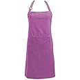 DII Adjustable Neck & Waist Ties with Front Pocket, 32x28 Apron Chino Chef Collection, Orchid