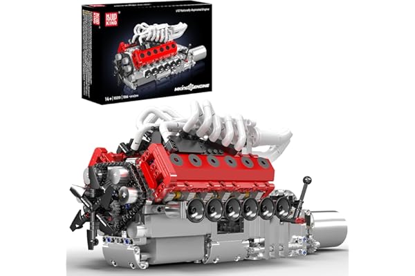 Mould King 10210 - Jeu de Construction Technic Moteur V12, 1366 Pièces - Kit de Moteur de Voiture Modèle avec 12 Cylindres et Boîtier à Piles - Idéal comme Jouet, Cadeau ou Pièce de Collection