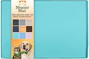 Neater Pet Brands Neater Mat Tapis de gamelle en Silicone imperméable pour protéger Les sols de la Nourriture et de l'eau (81,3 x 61 cm Silicone, Aigue-Marine)