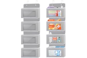 OZYAN Over Door Storage Organise, Hanging Wardrobe Storage with 4 Clear Windows Pockets for Pantry, Baby Nursery, Bathroom, Bedroom, Closet, Wardrobe