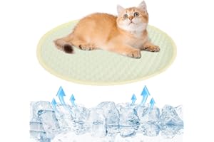 Iridsmole Cat Cooling Mats, Pet Cooling Mat 40cm, Pet Ice Mats Summer Pet Cooling Pad, Circle Yellow Pet Cooling Mat for Dogs Cats, Pad Ice Sleeping Cat in Hot Summer