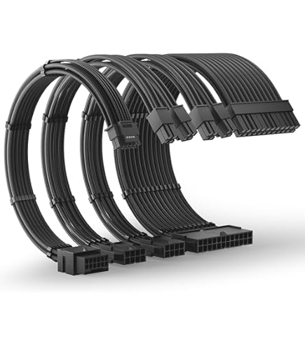 EZDIY-FAB Kit de câble gainé PCIE 5.0 12VHPWR,Extension de câble d'alimentation 16AWG,PC PSU Sleeved Cable,24PIN-ATX/(4 4)PIN-EPS/(12 4)PIN to 4X 8 PIN PCIE-RTX4090/4080/4070Ti Câble d'extension-Blanc