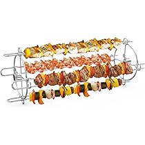 Onlyfire Grill Skewers with Rack - Stainless Steel Kebab Set - 6 Long Kabob Skewers for Meat, Shrimp, Chicken, Vegetable - Barbecue Shish Kebab Set Onlyfire Grill Skewers with Rack - Stainless Steel Kebab Set - 6 Long Kabob Skewers for Meat, Shrimp, Chicken, Vegetable - Barbecue Shish Kebab Set