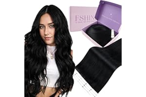 Fshine Extension Biadesivo Capelli 30cm 30g Capelli Adesive Extension Neri Umani 20pcs Biadesive Estensioni Lisci Tape in Human Hair Matrimonio Nero Jet 1