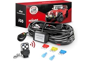 Nilight Remote Wiring Harness for LED Light Bar Wireless Strobe Flash Work Light Driving Lights 12V 40A 14AWG Remote Controller On Off Switch Waterproof Power Relay Blade Fuse-1 Lead, 2 Year Warranty