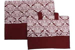 Russo Tessuti Copriforno Coprifornello PianoCottura 4Fuochi Cordinato SVEVA Medaglioni Mandala-Bordeaux-Copriforno+coprifornello