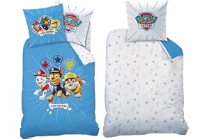 BERONAGE Paw Patrol - Biancheria da letto per bambini Sign blu, 135 x 200 + 80 x 80 cm, 100% cotone flanella di qualità Chase Marshall Rubble Ryder Rocky Zuma per cani, copripiumino con chiusura lampo