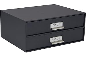Bigso Box of Sweden BIRGER szafka z szufladami na dokumenty i artykuły biurowe – organizer na biurko z 2 szufladami – system do przechowywania z płyty pilśniowej i papieru – ciemnoszary