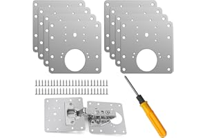 Jiaxitek 8 pcs Hinge Repair Plate, Stainless Steel Cabinet Hinge Repair Plate Kit Hinge Repair Brackets with Screws and Mounting Tools for Protecting Wooden Kitchen Cabinet Doors Window