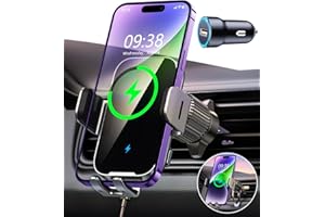 ISEYOU Caricatore Wireless Auto, 15W Supporto Telefono Auto Ricarica Wireless Rapida Bloccaggio Automatico, 360°Rotazione Caricabatterie Wireless Auto Compatibile con iPhone 16 15 14 Pro Max Galaxy