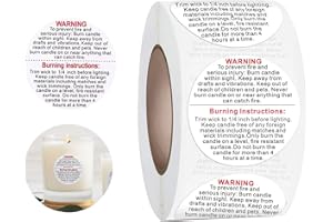 GLOBAL-DAILY 500pcs Candle Warning Labels Roll – 1 Inch Round Stickers for Candle Making, Candle Jars, Tins, Containers, Candle Supplies