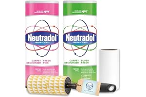 AVATOPIA Neutradol Carpet Deodoriser 2 Pack – Super Fresh & Fresh Pink 350g | Carpet Freshener Powder | Shake 'n' Vac Carpet Freshener | Carpet Odour Remover | Lint Roller Grey with Lint Roller Refill