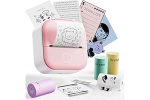 ZOOLION Mini Printer T02, Thermal Inkless Sticker Maker Machine with 3 Roll of Sticker (50mm）,Wireless Bluetooth Compatible with iOS & Android, Suitable for Kids Labels Notes Memo DIY Birthdays Gifts Study
