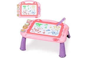Sarsumir Magnetische Maltafel Zaubertafeln für Kinder, Zaubertafel Maltafel Magnettafel Reisegröße, Bunt Zeichenbrett für 3 4 5 Jahre alt mit 1 Magnetstift und 4 Stempel, Rosa
