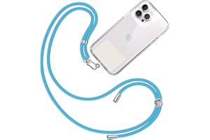 TBOC Cordon Collier Laniere Portable [Bleu Clair] avec Patch de Fixation [Blanc Ice] et Sangle de Suspension Amovible Réglable et Résistante Compatible avec Toutes les Marques de Téléphone Accessoires