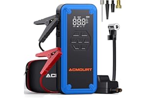 ACMOUNT Arrancador de Baterias de Coche Portátil con Compresor de Aire, 12V 4000A Cargador Baterias Coche y Moto para 9.0L Gasolina o 8.0L Diesel, 150 PSI Compresor de Aire con Pantalla LCD, Luz LED(Blue)