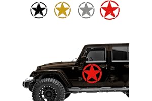 Autodomy Pack 2 Unita Adesivo Stella Militare Auto Fuoristrada | Adesivi Stelle Durevole e Resistente Pioggia e UV | Stelle Adesive per Moto 4x4 Facile Installazione (Rosso, 15 cm)