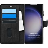 Case for Microsonic Samsung Galaxy S23 Ultra Fabric Book Wallet Black [Case Compatible with Galaxy S23 Ultra - Black]