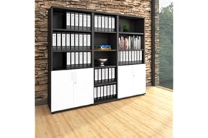 Weber Büro Profi Schrankwand abschließbar Schrank Büroschrank Flügeltürenschrank Regalschrank 5 OH Anthrazit/Weiß