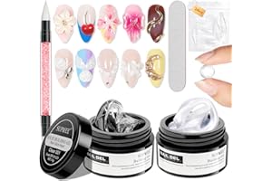 SUPWEE Stały żel budujący do paznokci, żel 3D, bezbarwny perłowo-biały, solidny żel do rzeźbienia 3D, tłoczenie, twardy żel do paznokci, manicure