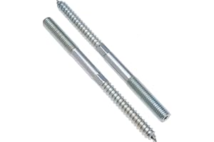 KEPLE M10x140mm Bulloni di sospensione, Bulloni a doppia testa Vite autofilettante, viti per legno, fissaggio senza testa zincato con punta esagonale, bullone metrico e vite per legno filettata (5 pezzi)