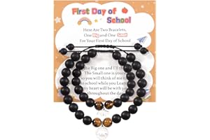 SUNSH 2 Pcs First Day of School Bracelet Mommy and Me Back to School Bracelets First Day of School Gift for Mother Daughter Son Teen Girls Boys Dinosaur Heart Butterfly Bear Matching Bracelets