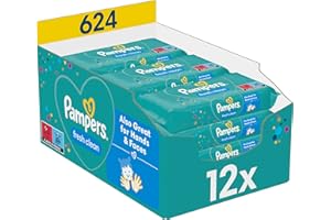 ‎PAMPERS Pampers Fresh Clean Feuchttücher 12 Packungen mit 52 Stück, 624 Feuchttücher, milder Duft, auch für Hände und Gesicht geeignet