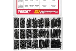 YEEZET 163 Conjunto M4 M5 M6 Juego Surtido de Pernos y Tuercas de Servicio Pesado Grado de Acero Aleado 8.8 Incluye 13 Tamaños más Comunes