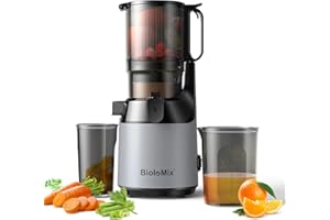 Cold Press Juicer, BioloMix Slow Masticating Juicer Machine with 13CM Extra Large Feed Chute Fit Whole Fruits & Vegetables with Triple Filter, Easy to Clean, BPA Free 250W DC Motor