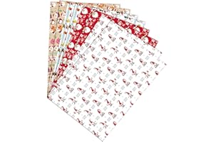 KEÏNELS 8 Fogli Carta Regalo Natale 70x50 Cm - Carta da Regalo Natalizia per Regali Bambini- Kit Carta da Pacchi - 8 Fogli Carta Kraft per Imballaggio Regali di Natale - 4 Motivi Natalizi Colorati