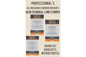 PROFESSIONAL'S AIBE Exam New Criminal Laws Combo 3 Bare Acts set without Notes, Bharatiya Nagrik Suraksha Sanhita BNSS, Bharatiya Nyaya Sanhitabns ... Council of India Guidelines & New Syllabus