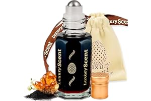 Perfume Oil Black Musk 6ml Roll-On by Luxury Scent – Long Lasting Alcohol-Free Unisex Attar with Dark Musky Amber Oriental Notes, Travel Size Arabian Inspired Fragrance with Velvet Gift Pouch