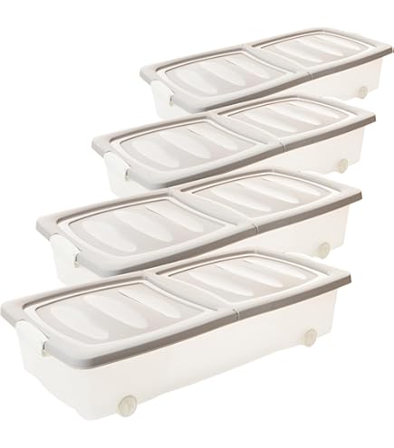 2friends Onderbedcommode met wieltjes, 2 stuks, container 80 x 40 x 17 cm ( 32 liter), gesplitst deksel, clipsluitingen, transparant/zandkleurig, gemaakt in 2friends Onderbedcommode met wieltjes, 2 stuks, container 80 x 40 x 17 cm ( 32 liter), gesplitst deksel, clipsluitingen, transparant/zandkleurig, gemaakt in