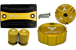 SELECTION3D Couvercle Maitre Cylindre MT-07 | Bouchon d'Huile | Bouchons de valves | Accessoires MT-07 - Tracer 700 | 2014-2024 |Couleur Or | Équipement Moto MT07 | Protection | Caches MT07