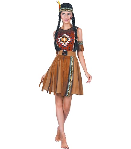 Costume Da Donna Indiana Squaw L029 Taglia M (46 Italiana) - Vestito Carnevale E Halloween In Poliestere