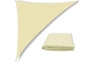 SOWOXDME Triangle Sun Sail Shade Waterproof, 3mX3mX4m Beige Garden Sail Right Angle Garden Canopy with 4 Sizes Optional, 3 Ropes, UV Block, Patio Sunshade Sunscreen Awnings Hot Tub Shelter for Outdoor