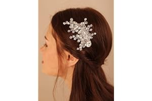 Kercisbeauty Wedding Bridal Champage Crystal Hair Piece Gold Side Hair Clip for Women and Girls (Champagne)