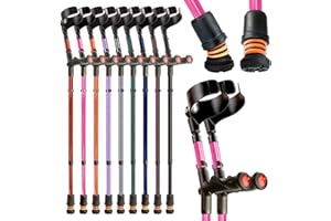 FLEXYFOOT LTD Flexyfoot Shock Absorbing Comfy Grip Double Adjustable Crutch - Improves Safety, Improves Grip, Reduces Shocks & Jarring – Pair - Pink