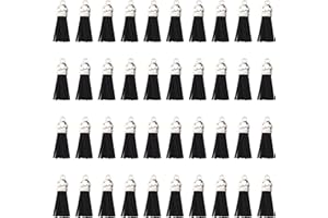 SUNNYCLUE 100pcs Faux Suede Tassel Pendant Leather Charms Bulk Key Chain Tassels Decoration with CCB Thin Plastic Cord for DIY Craft Making Supplies