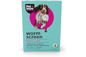PET SHIELD Worm Screen Combo, Dog Worming Tablets, 4 Pack – Vet Approved Worming Tablet for Dogs & Puppies Over 2 Weeks / 2kg+ in Weight – Kills Roundworms, Hookworms & Tapeworms – 4 Dog Wormer Tablets
