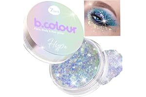 7DAYS Glitter pour le maquillage | Gel pailleté holographique argenté pour cheveux, les yeux et les lèvres | Glitter Top pour fard à paupières sans colle pour le maquillage des enfants, 25 g